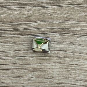 Italian Modular charm bracelet charm - Silver and Green margarita